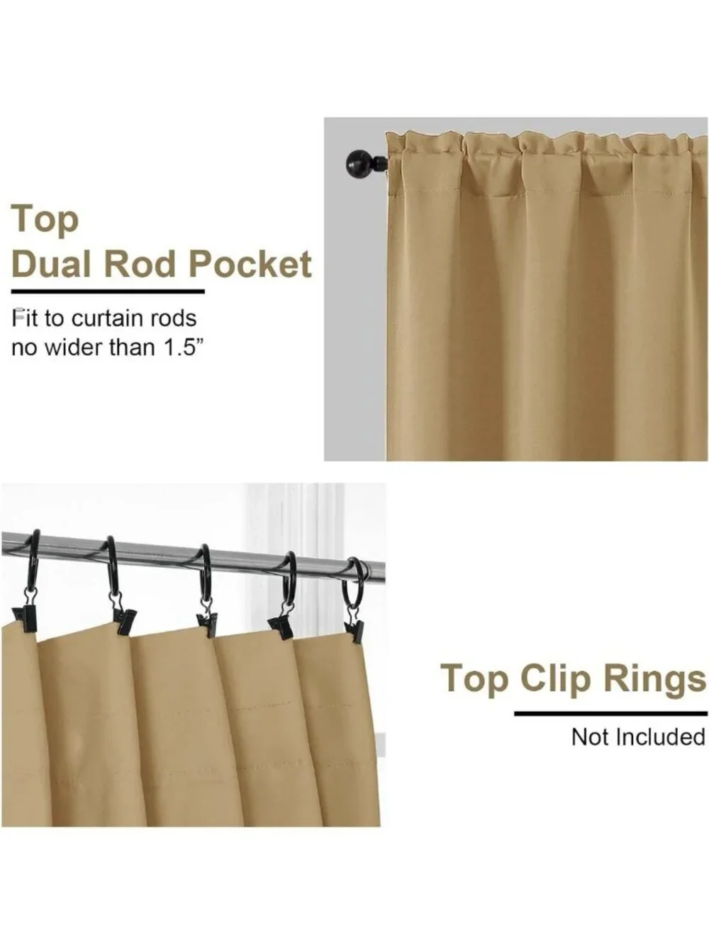 Elegant Gold Blackout Curtains Set - 84